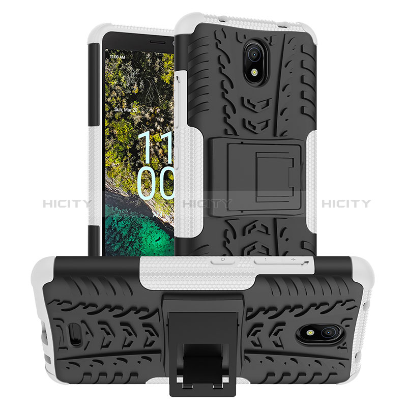 Funda Bumper Silicona y Plastico Mate Carcasa con Soporte JX1 para Nokia C100