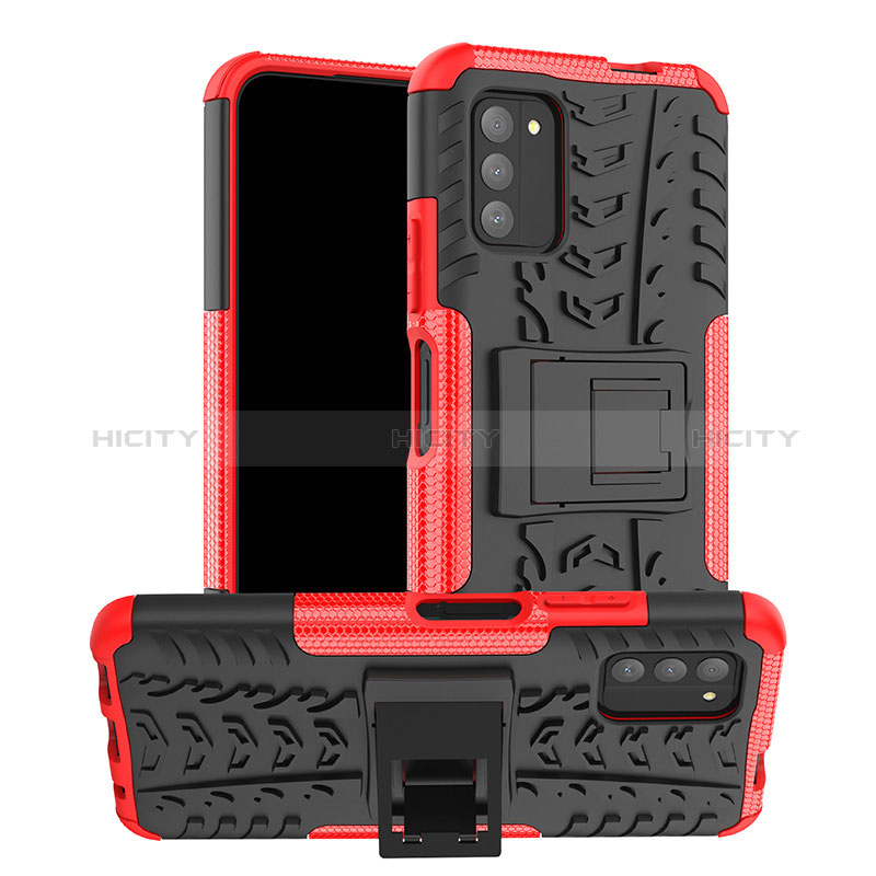 Funda Bumper Silicona y Plastico Mate Carcasa con Soporte JX1 para Nokia G100 Rojo