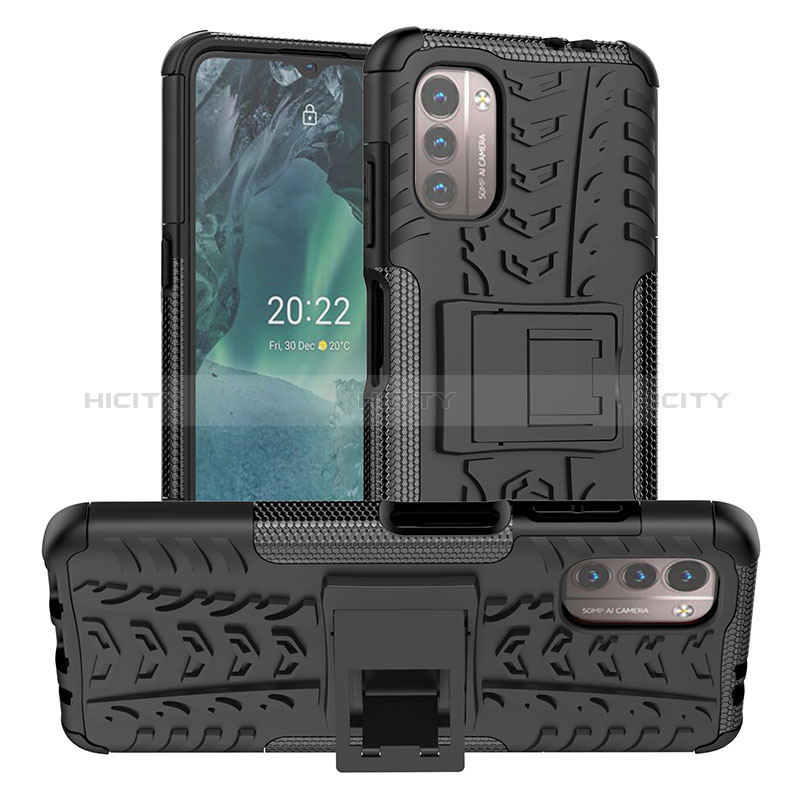 Funda Bumper Silicona y Plastico Mate Carcasa con Soporte JX1 para Nokia G11