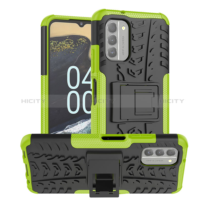 Funda Bumper Silicona y Plastico Mate Carcasa con Soporte JX1 para Nokia G400 5G Verde