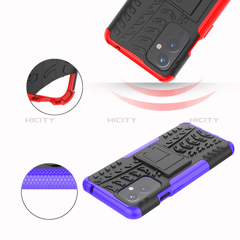 Funda Bumper Silicona y Plastico Mate Carcasa con Soporte JX1 para OnePlus 9 5G