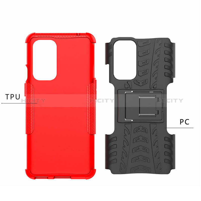 Funda Bumper Silicona y Plastico Mate Carcasa con Soporte JX1 para OnePlus 9 5G