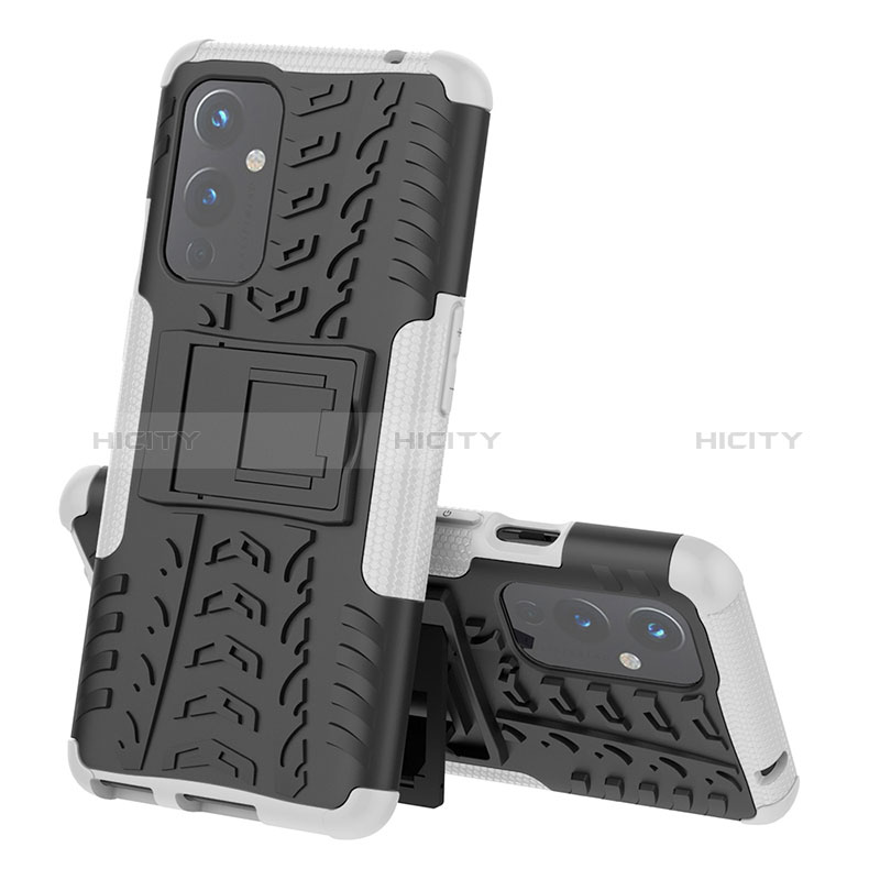 Funda Bumper Silicona y Plastico Mate Carcasa con Soporte JX1 para OnePlus 9 5G