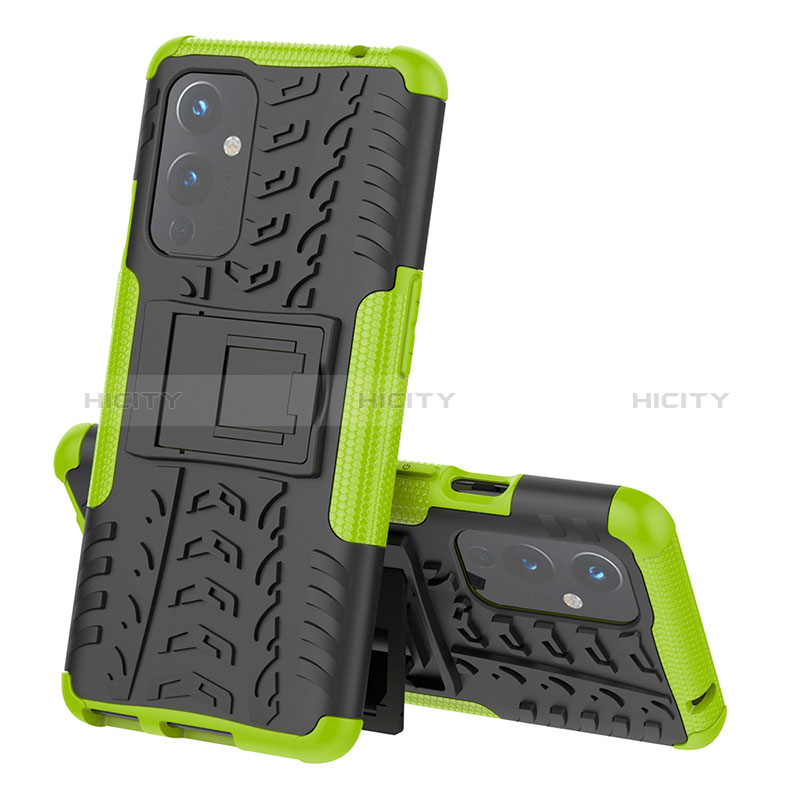 Funda Bumper Silicona y Plastico Mate Carcasa con Soporte JX1 para OnePlus 9 5G