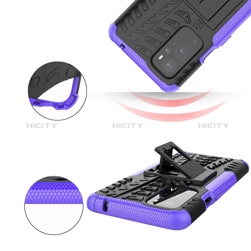 Funda Bumper Silicona y Plastico Mate Carcasa con Soporte JX1 para OnePlus 9 Pro 5G