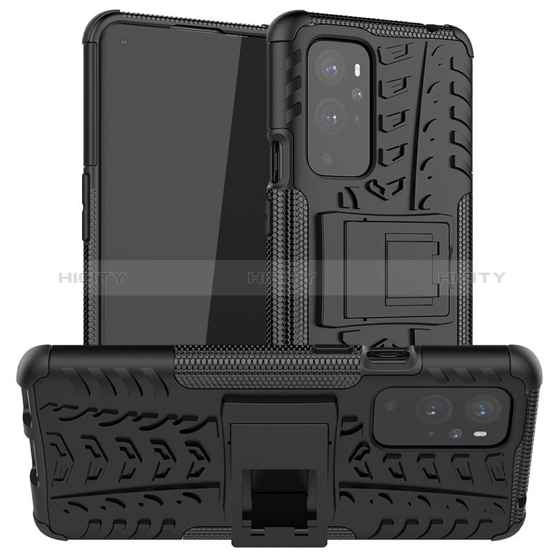 Funda Bumper Silicona y Plastico Mate Carcasa con Soporte JX1 para OnePlus 9 Pro 5G