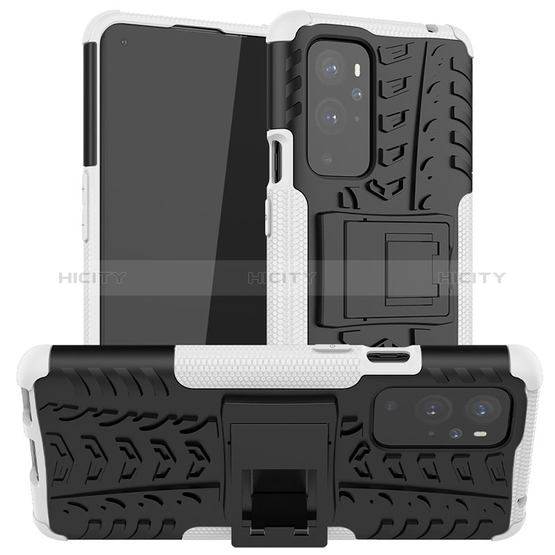 Funda Bumper Silicona y Plastico Mate Carcasa con Soporte JX1 para OnePlus 9 Pro 5G