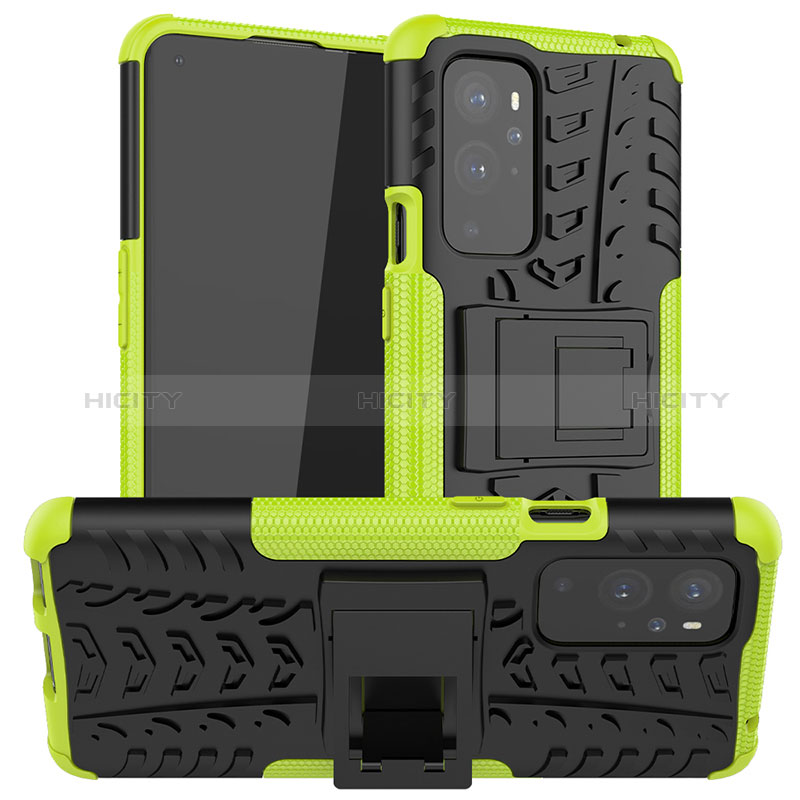 Funda Bumper Silicona y Plastico Mate Carcasa con Soporte JX1 para OnePlus 9 Pro 5G