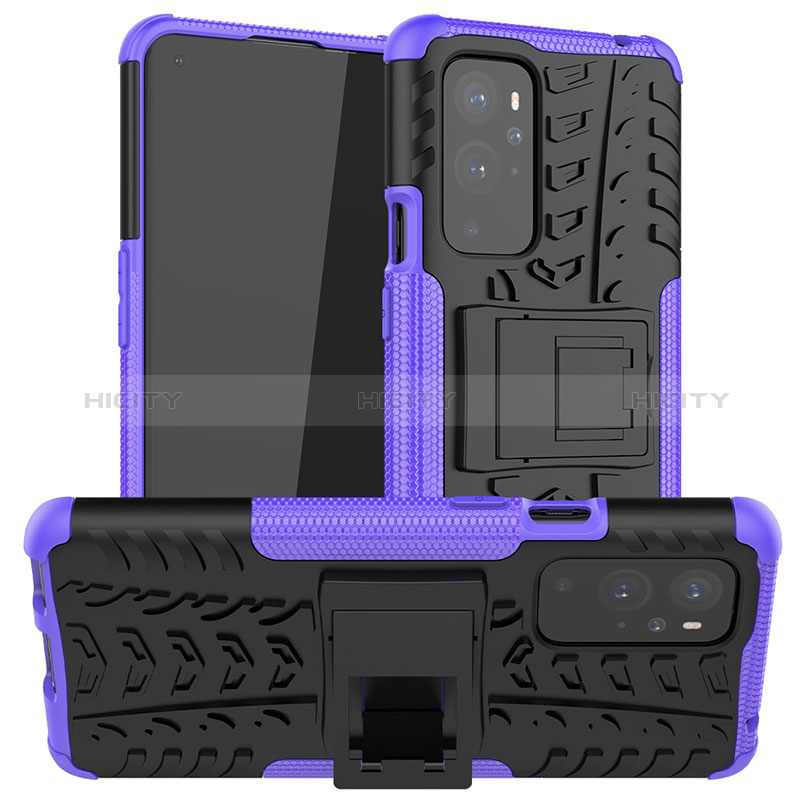 Funda Bumper Silicona y Plastico Mate Carcasa con Soporte JX1 para OnePlus 9 Pro 5G