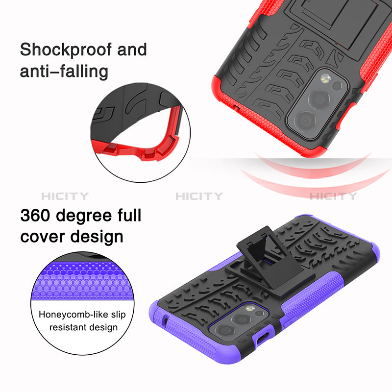 Funda Bumper Silicona y Plastico Mate Carcasa con Soporte JX1 para OnePlus Nord 2 5G