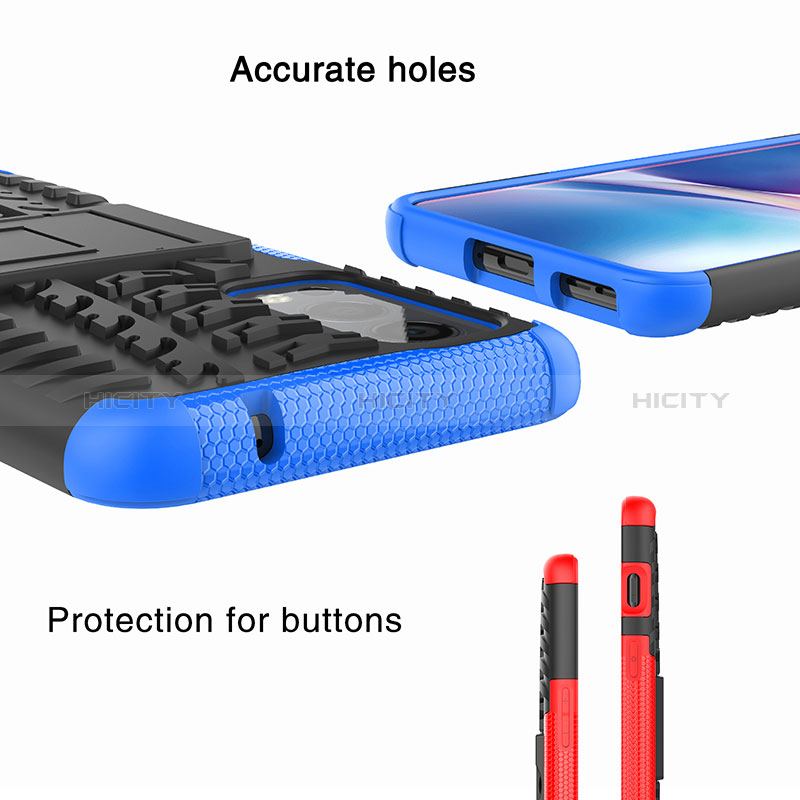 Funda Bumper Silicona y Plastico Mate Carcasa con Soporte JX1 para OnePlus Nord 2 5G