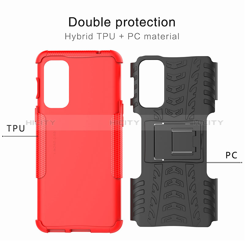 Funda Bumper Silicona y Plastico Mate Carcasa con Soporte JX1 para OnePlus Nord 2 5G