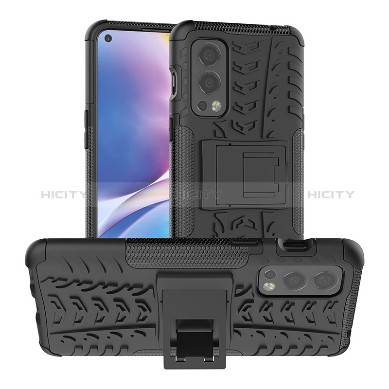 Funda Bumper Silicona y Plastico Mate Carcasa con Soporte JX1 para OnePlus Nord 2 5G