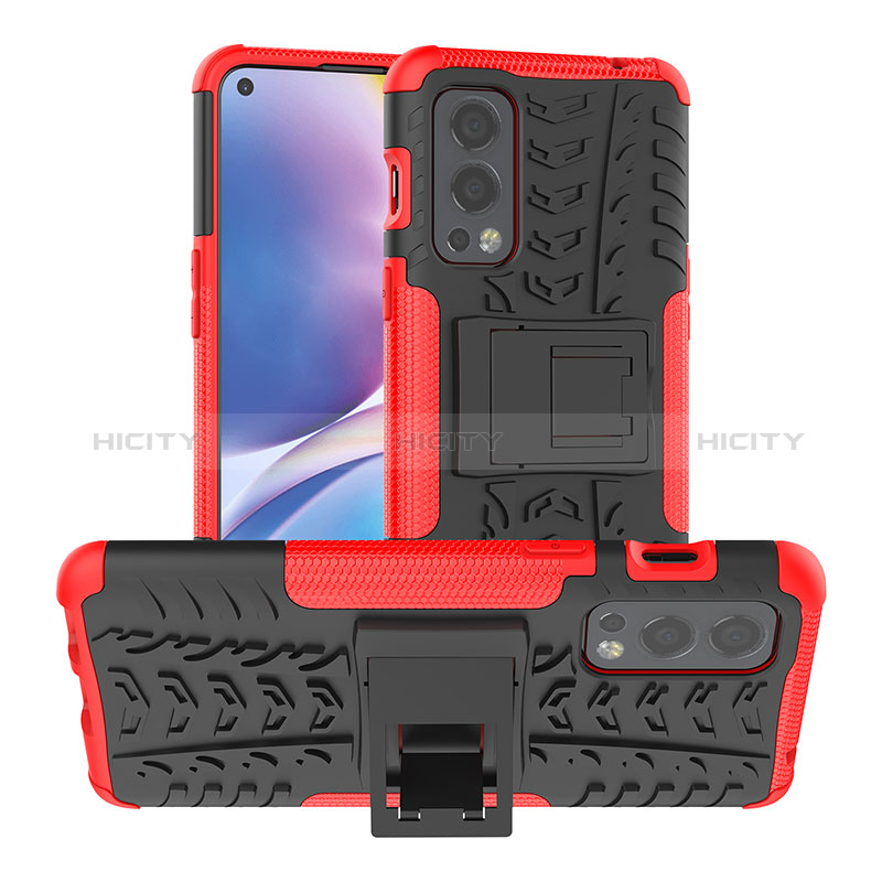 Funda Bumper Silicona y Plastico Mate Carcasa con Soporte JX1 para OnePlus Nord 2 5G