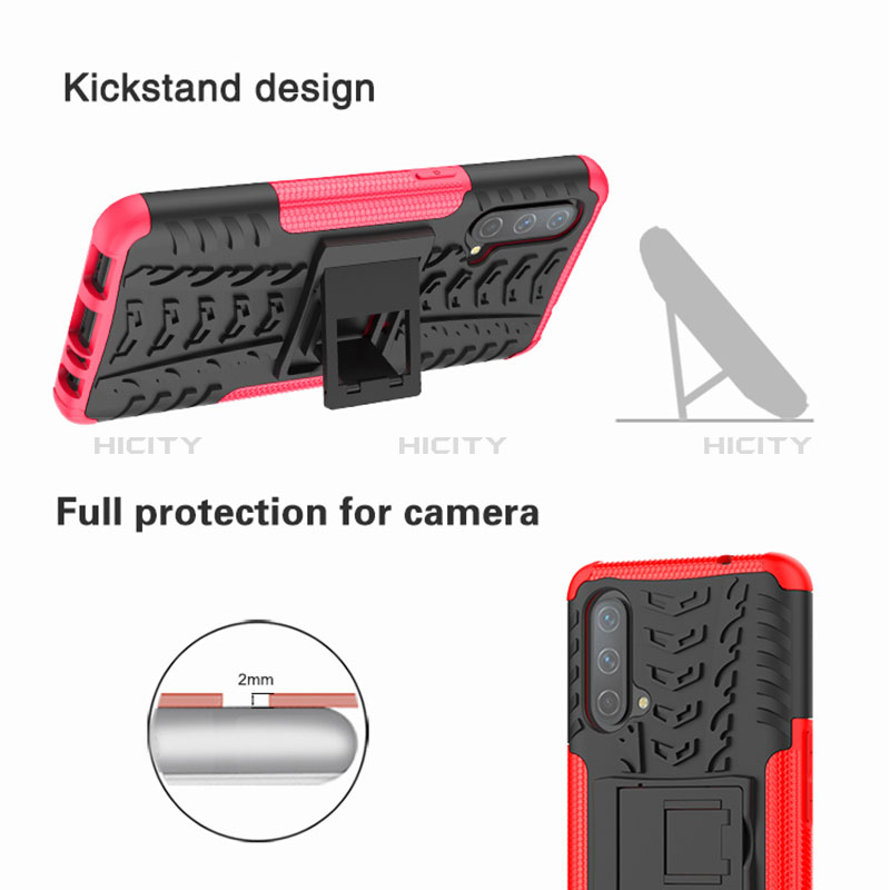 Funda Bumper Silicona y Plastico Mate Carcasa con Soporte JX1 para OnePlus Nord CE 5G