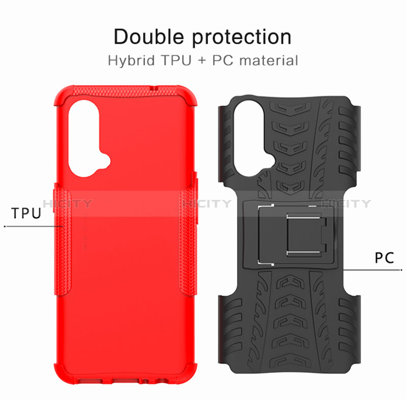 Funda Bumper Silicona y Plastico Mate Carcasa con Soporte JX1 para OnePlus Nord CE 5G