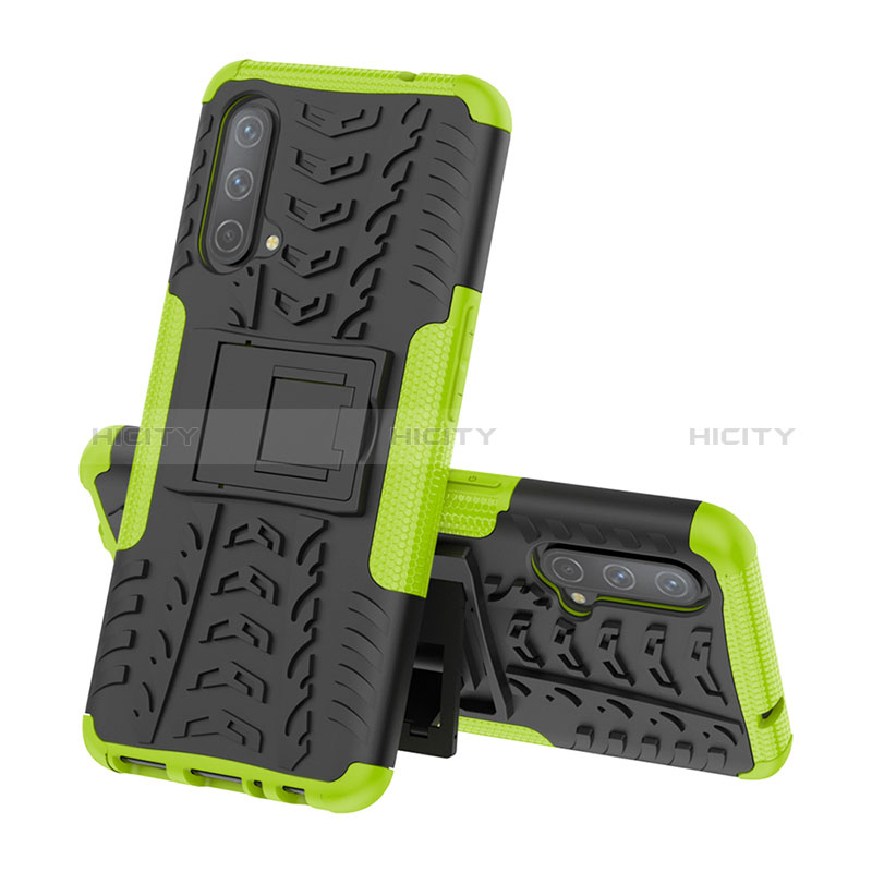 Funda Bumper Silicona y Plastico Mate Carcasa con Soporte JX1 para OnePlus Nord CE 5G Verde