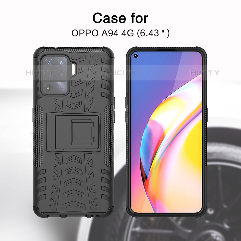 Funda Bumper Silicona y Plastico Mate Carcasa con Soporte JX1 para Oppo A94 4G