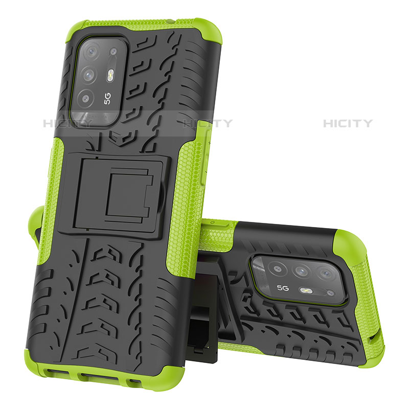 Funda Bumper Silicona y Plastico Mate Carcasa con Soporte JX1 para Oppo A94 5G Verde