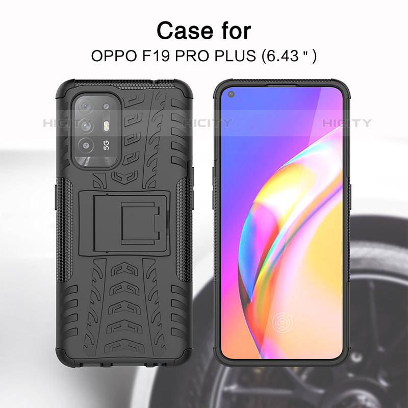 Funda Bumper Silicona y Plastico Mate Carcasa con Soporte JX1 para Oppo A95 5G