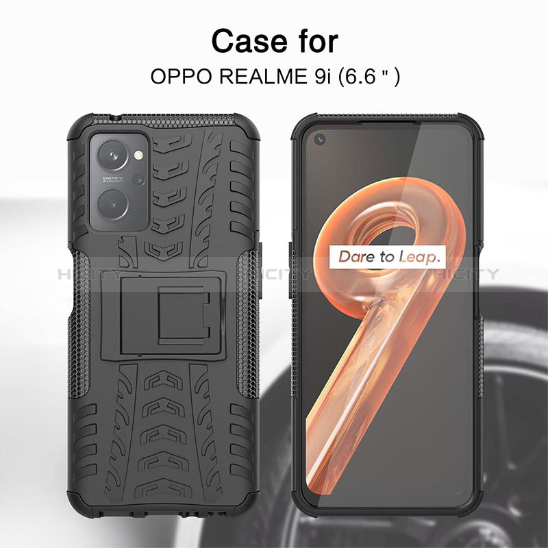 Funda Bumper Silicona y Plastico Mate Carcasa con Soporte JX1 para Oppo A96 4G