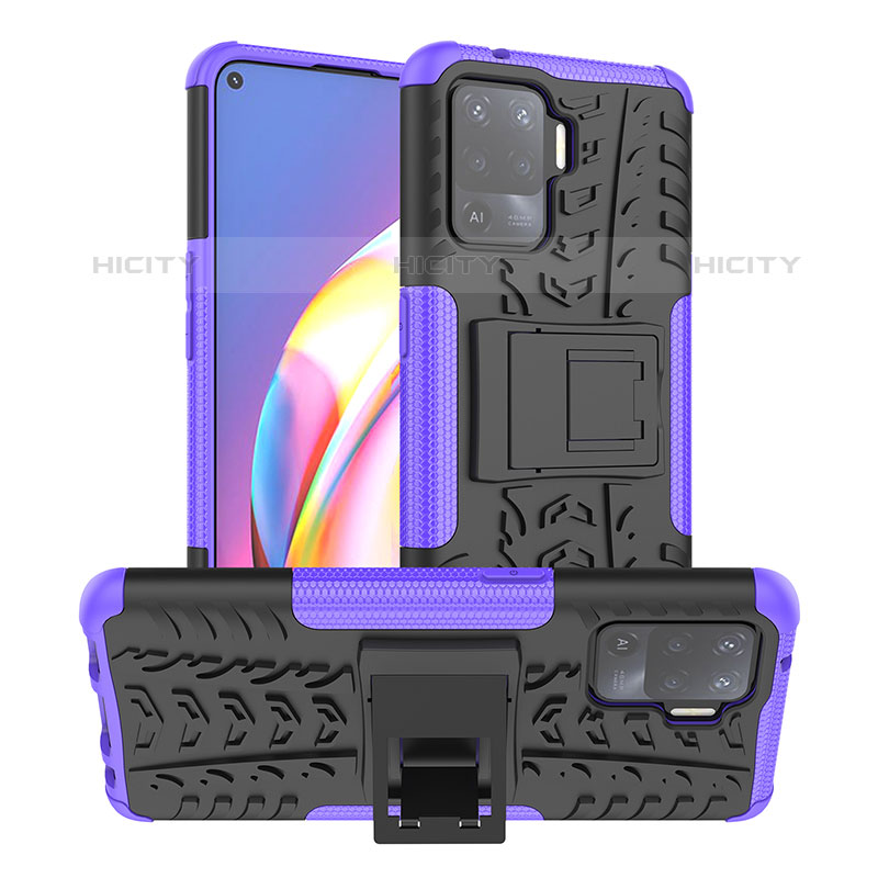 Funda Bumper Silicona y Plastico Mate Carcasa con Soporte JX1 para Oppo F19 Pro