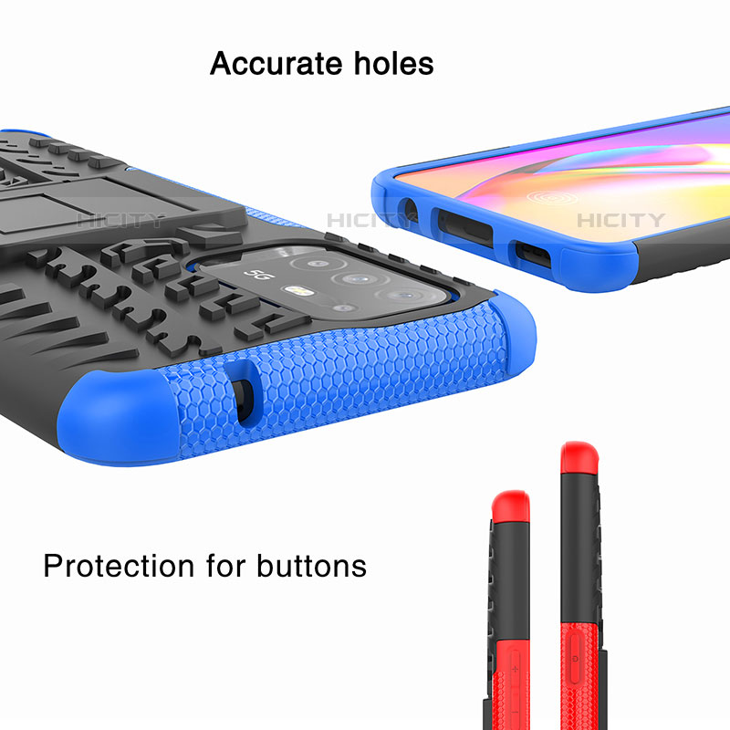 Funda Bumper Silicona y Plastico Mate Carcasa con Soporte JX1 para Oppo F19 Pro+ Plus 5G