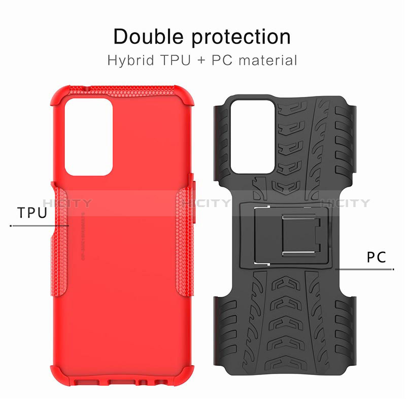 Funda Bumper Silicona y Plastico Mate Carcasa con Soporte JX1 para Oppo K10 4G