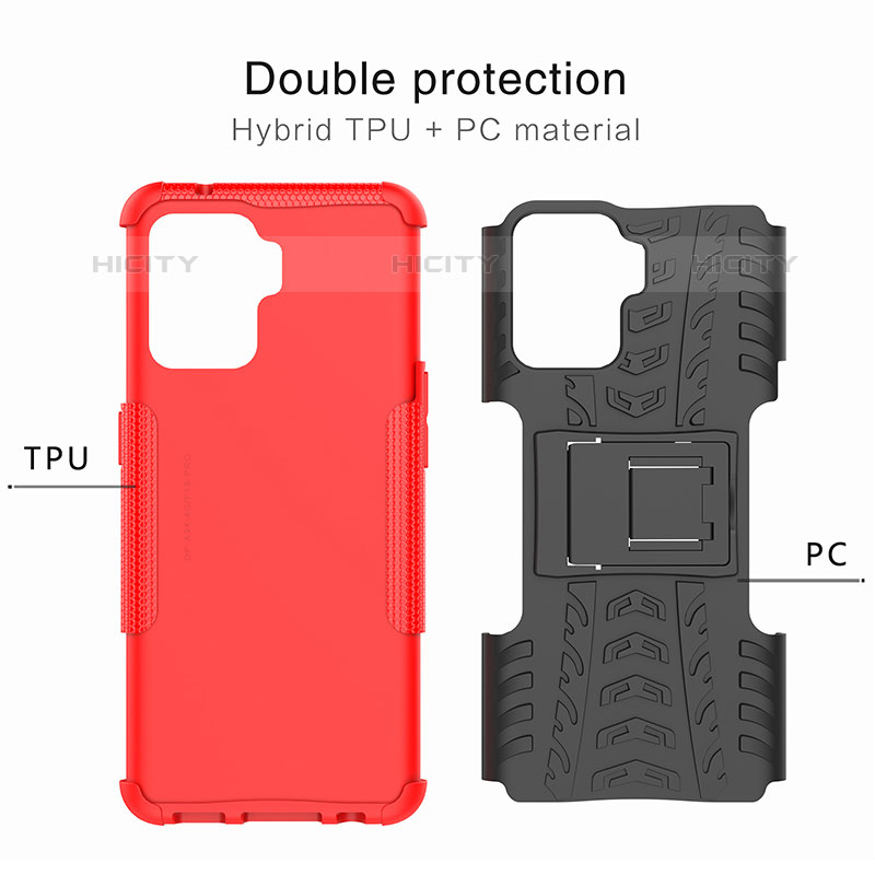 Funda Bumper Silicona y Plastico Mate Carcasa con Soporte JX1 para Oppo Reno5 Lite