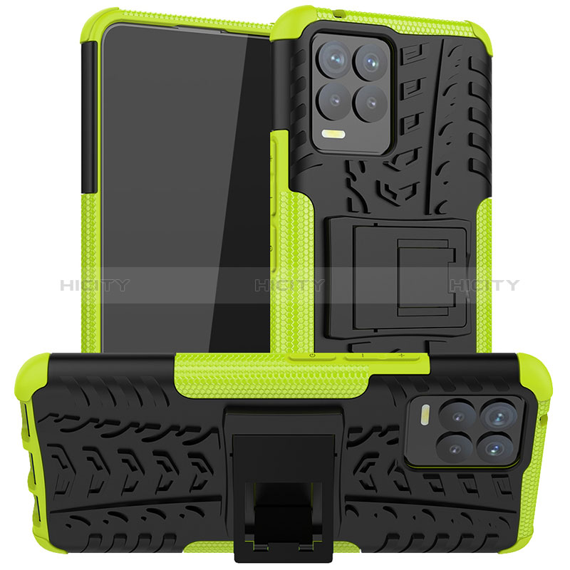 Funda Bumper Silicona y Plastico Mate Carcasa con Soporte JX1 para Realme 8 4G Verde