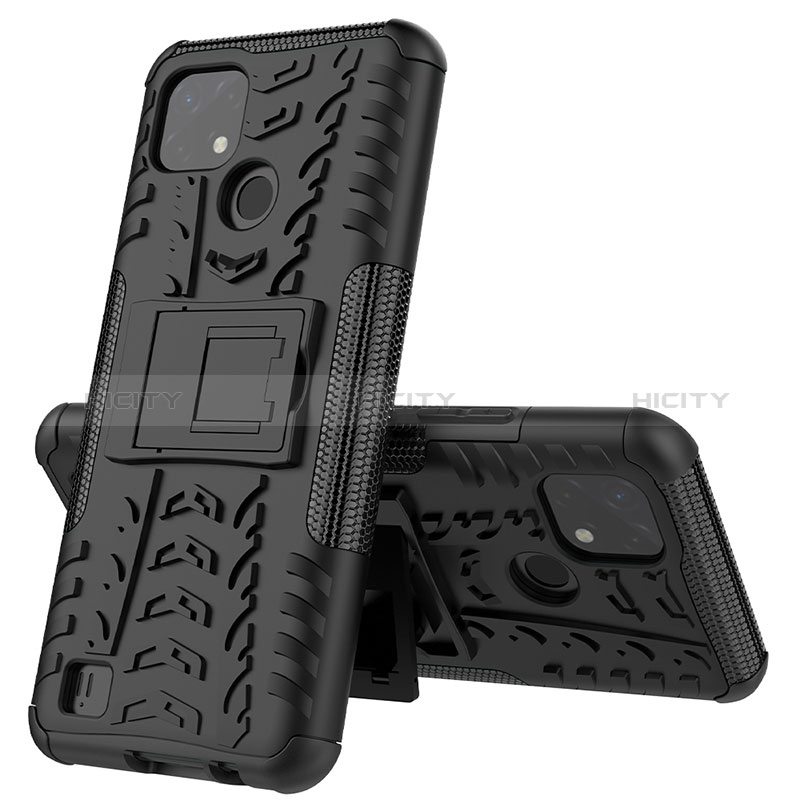 Funda Bumper Silicona y Plastico Mate Carcasa con Soporte JX1 para Realme C11 (2021)