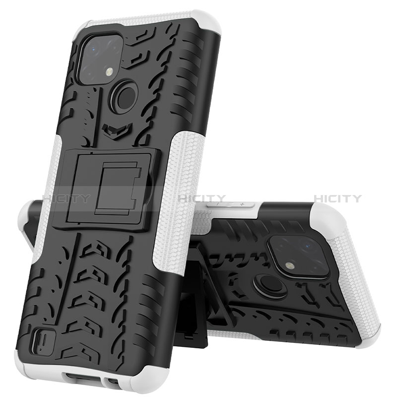 Funda Bumper Silicona y Plastico Mate Carcasa con Soporte JX1 para Realme C11 (2021)