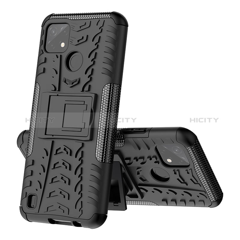 Funda Bumper Silicona y Plastico Mate Carcasa con Soporte JX1 para Realme C21Y