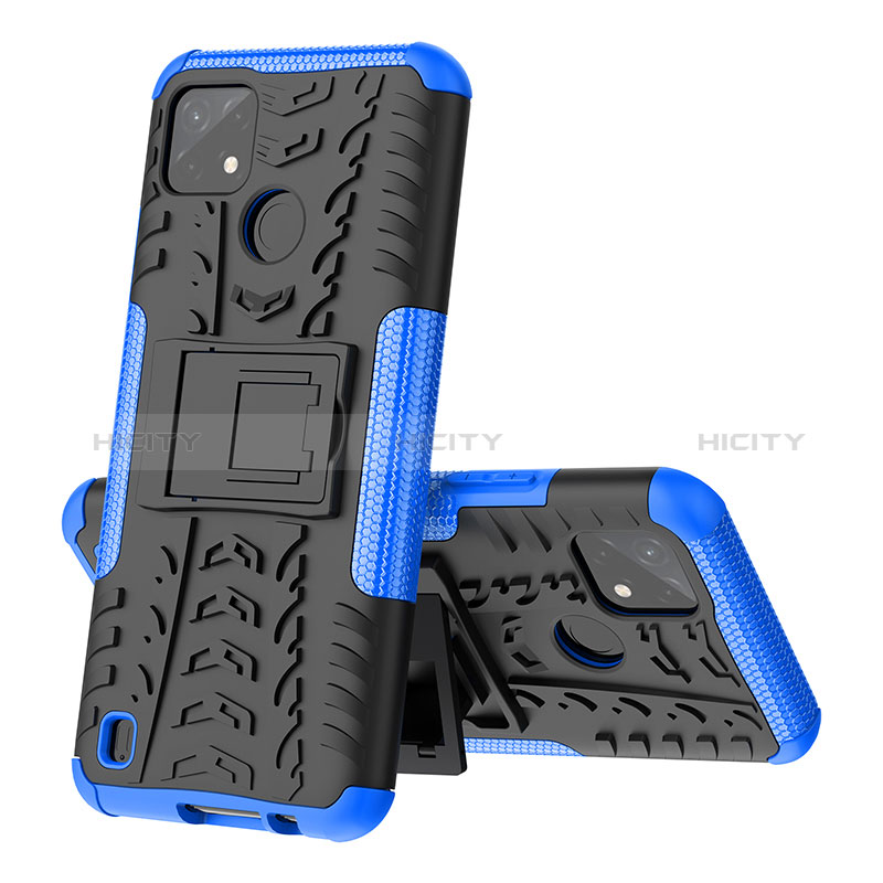 Funda Bumper Silicona y Plastico Mate Carcasa con Soporte JX1 para Realme C21Y