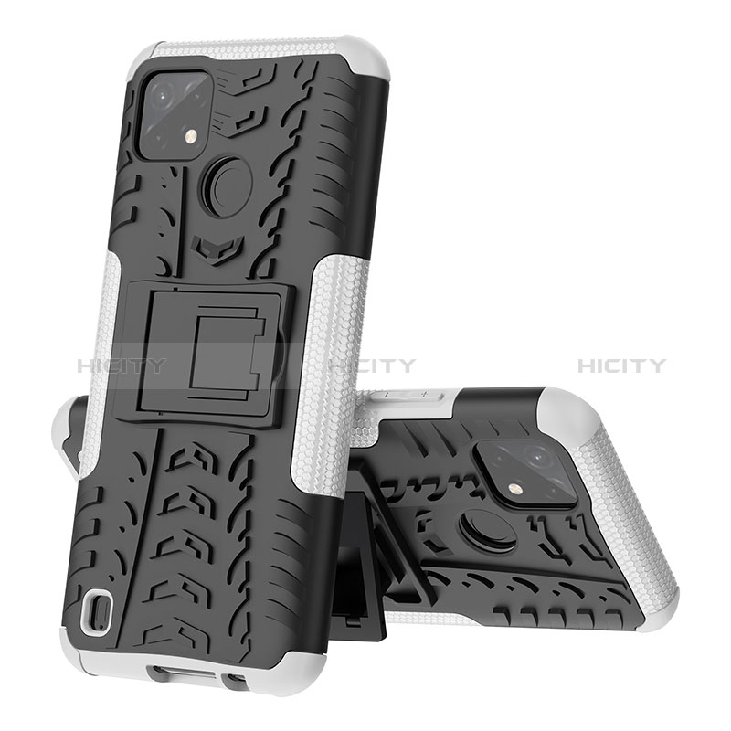 Funda Bumper Silicona y Plastico Mate Carcasa con Soporte JX1 para Realme C25Y