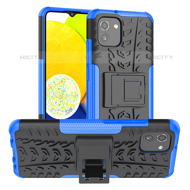 Funda Bumper Silicona y Plastico Mate Carcasa con Soporte JX1 para Samsung Galaxy A03