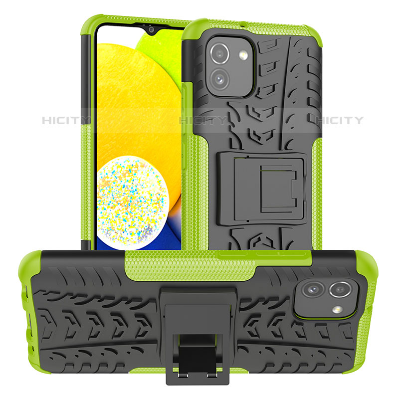 Funda Bumper Silicona y Plastico Mate Carcasa con Soporte JX1 para Samsung Galaxy A03