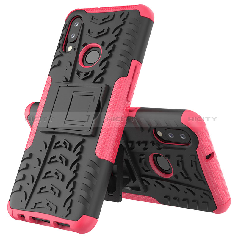 Funda Bumper Silicona y Plastico Mate Carcasa con Soporte JX1 para Samsung Galaxy A10s Rosa Roja