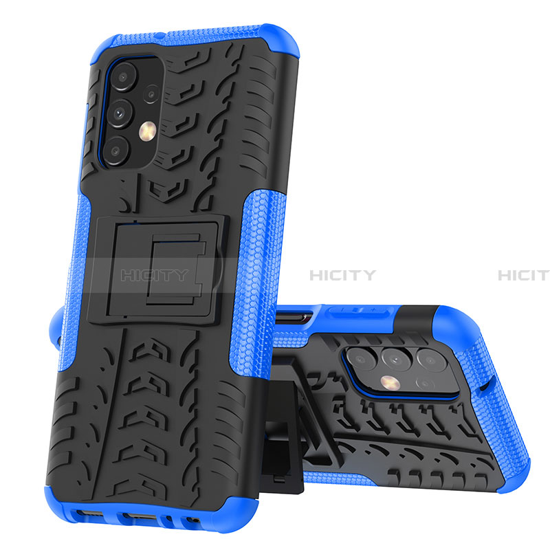 Funda Bumper Silicona y Plastico Mate Carcasa con Soporte JX1 para Samsung Galaxy A13 4G Azul