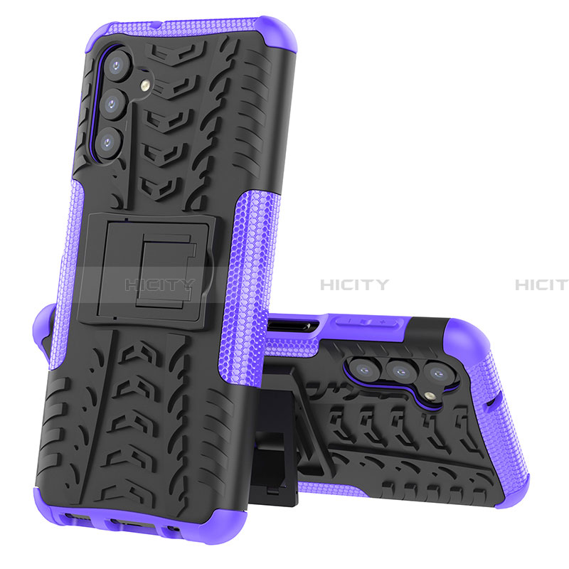 Funda Bumper Silicona y Plastico Mate Carcasa con Soporte JX1 para Samsung Galaxy A13 5G Morado