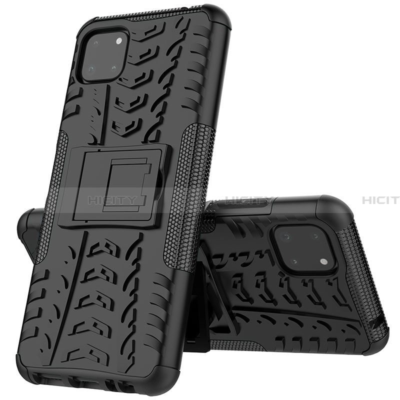 Funda Bumper Silicona y Plastico Mate Carcasa con Soporte JX1 para Samsung Galaxy A22 5G Negro