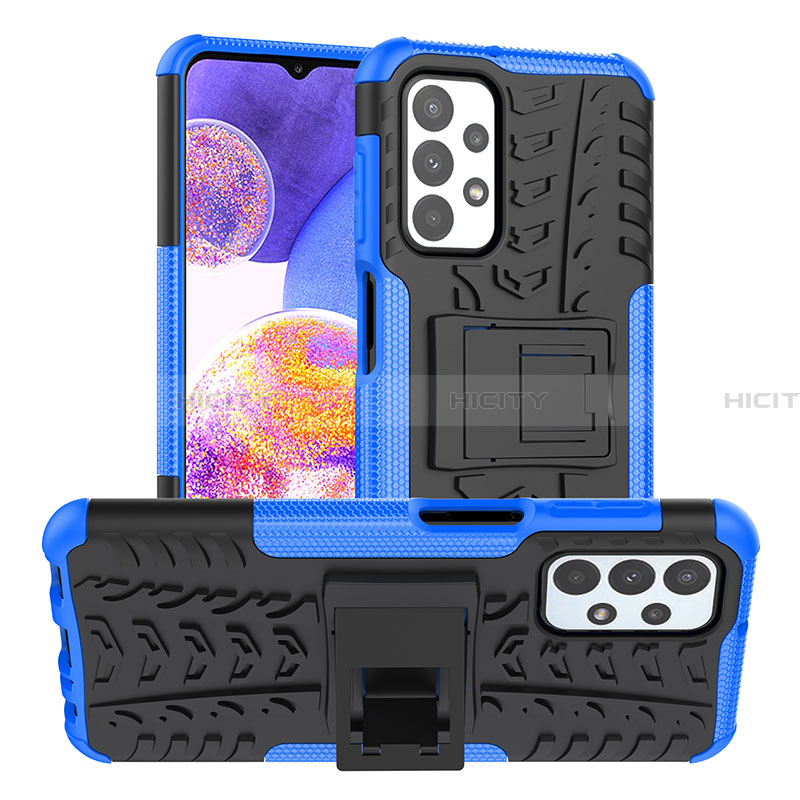 Funda Bumper Silicona y Plastico Mate Carcasa con Soporte JX1 para Samsung Galaxy A23 4G