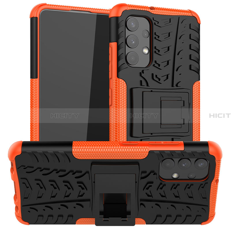 Funda Bumper Silicona y Plastico Mate Carcasa con Soporte JX1 para Samsung Galaxy A32 4G