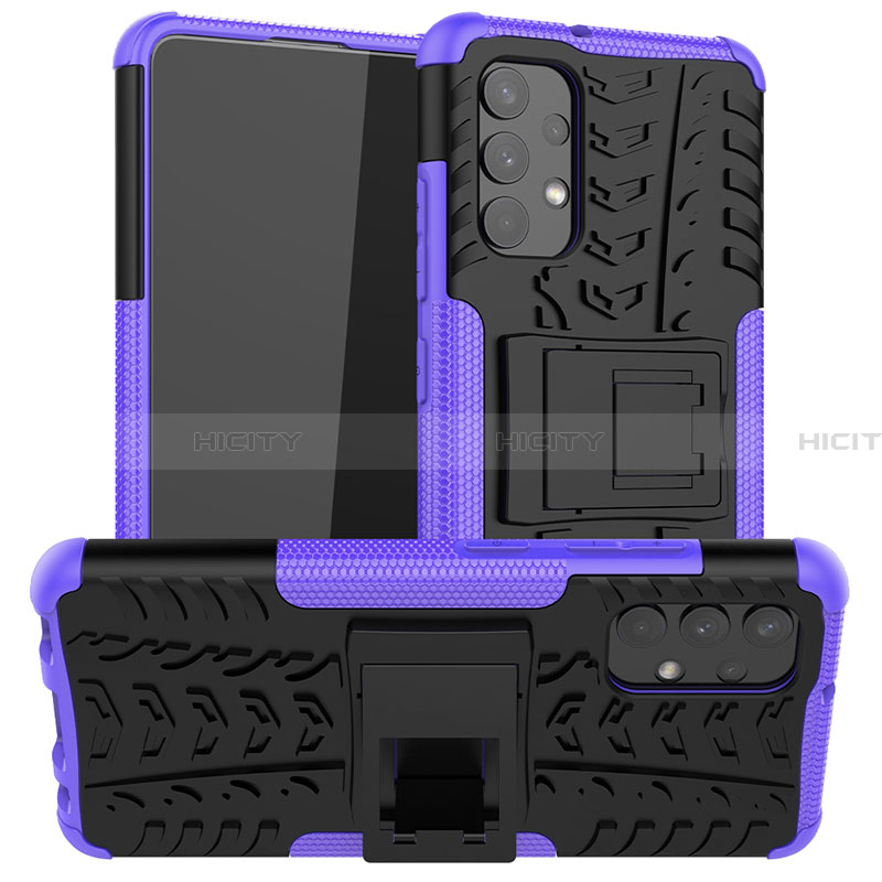 Funda Bumper Silicona y Plastico Mate Carcasa con Soporte JX1 para Samsung Galaxy A32 5G