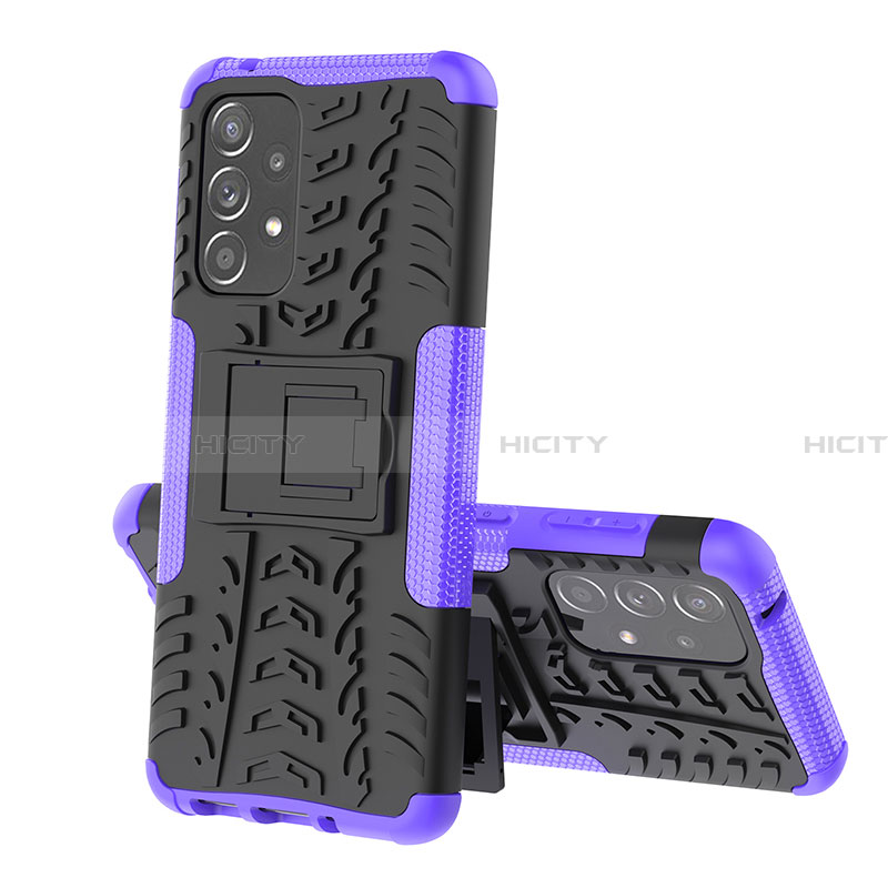 Funda Bumper Silicona y Plastico Mate Carcasa con Soporte JX1 para Samsung Galaxy A33 5G Morado