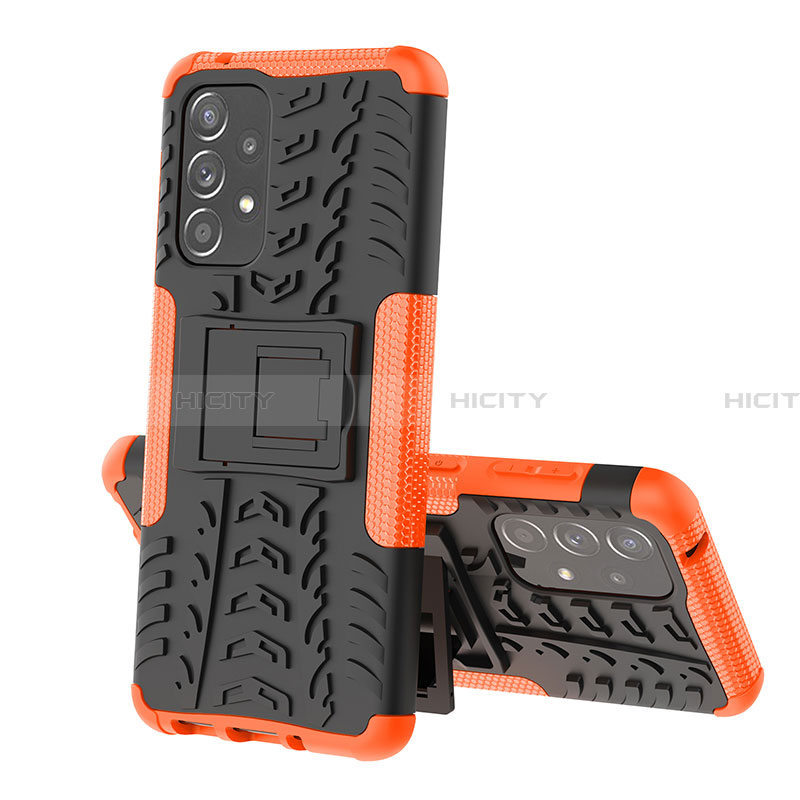 Funda Bumper Silicona y Plastico Mate Carcasa con Soporte JX1 para Samsung Galaxy A33 5G Naranja