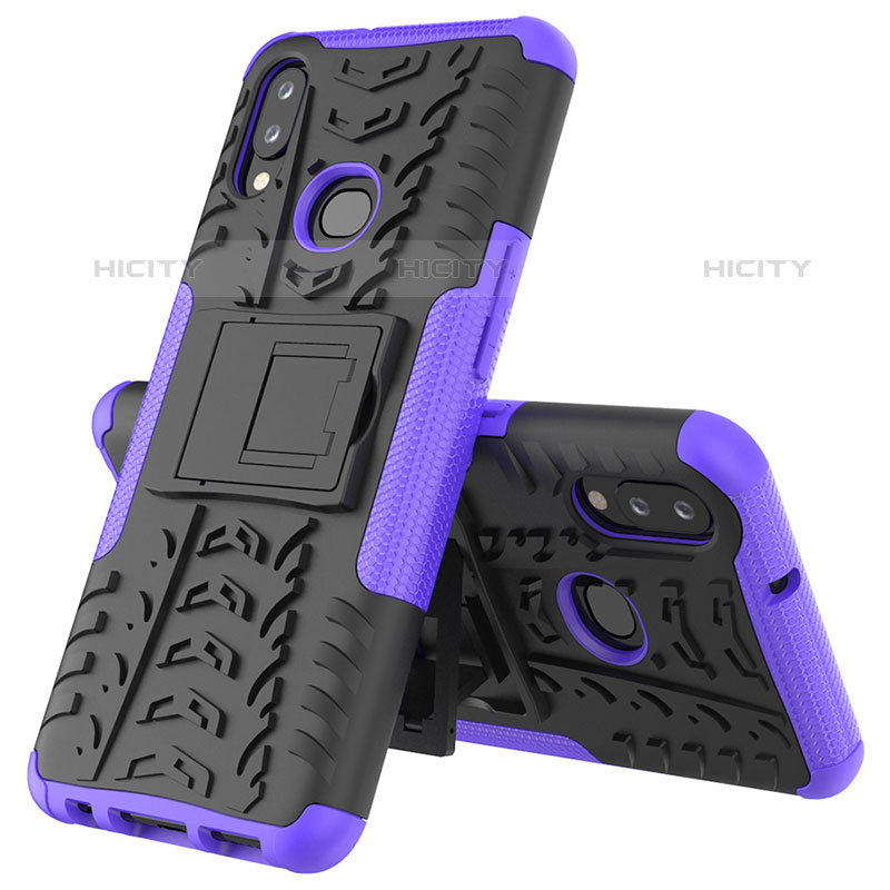 Funda Bumper Silicona y Plastico Mate Carcasa con Soporte JX1 para Samsung Galaxy M01s Morado