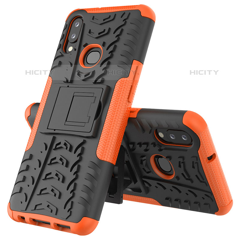 Funda Bumper Silicona y Plastico Mate Carcasa con Soporte JX1 para Samsung Galaxy M01s Naranja