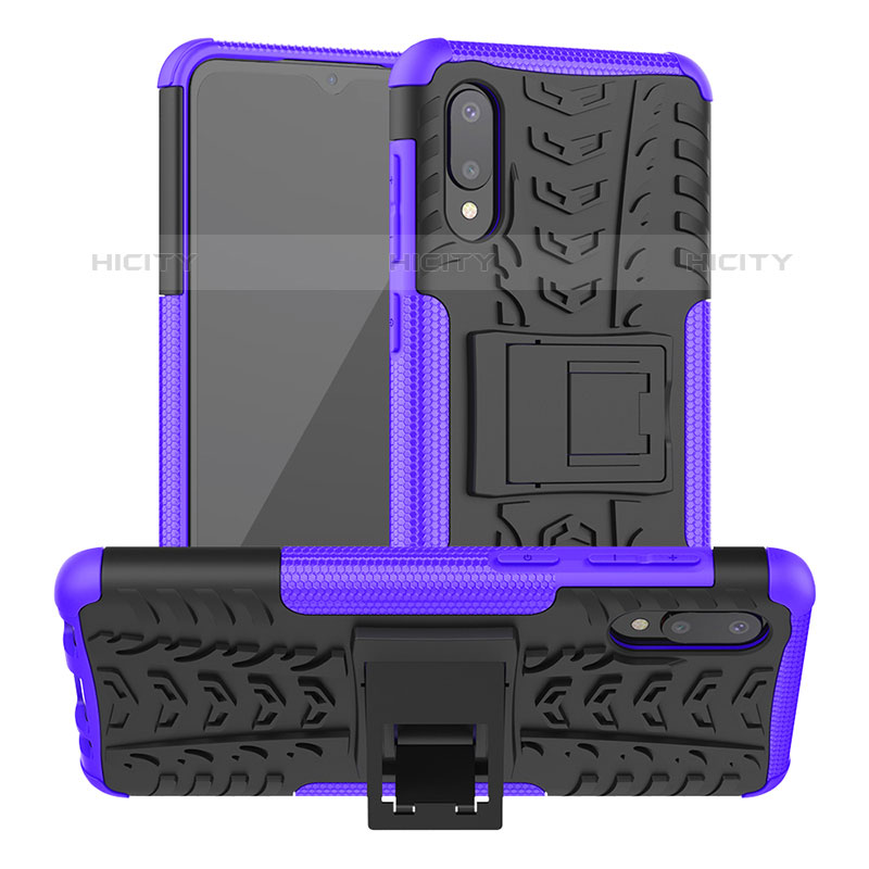 Funda Bumper Silicona y Plastico Mate Carcasa con Soporte JX1 para Samsung Galaxy M02