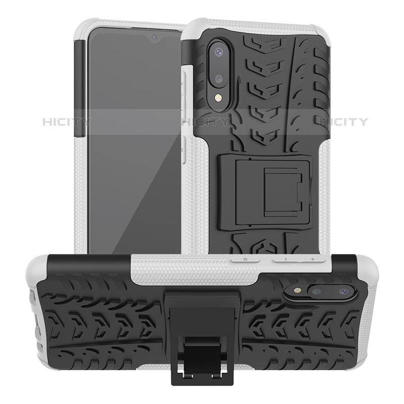 Funda Bumper Silicona y Plastico Mate Carcasa con Soporte JX1 para Samsung Galaxy M02